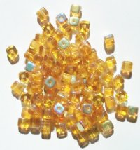 100 5mm Transparent Topaz AB Cube Beads